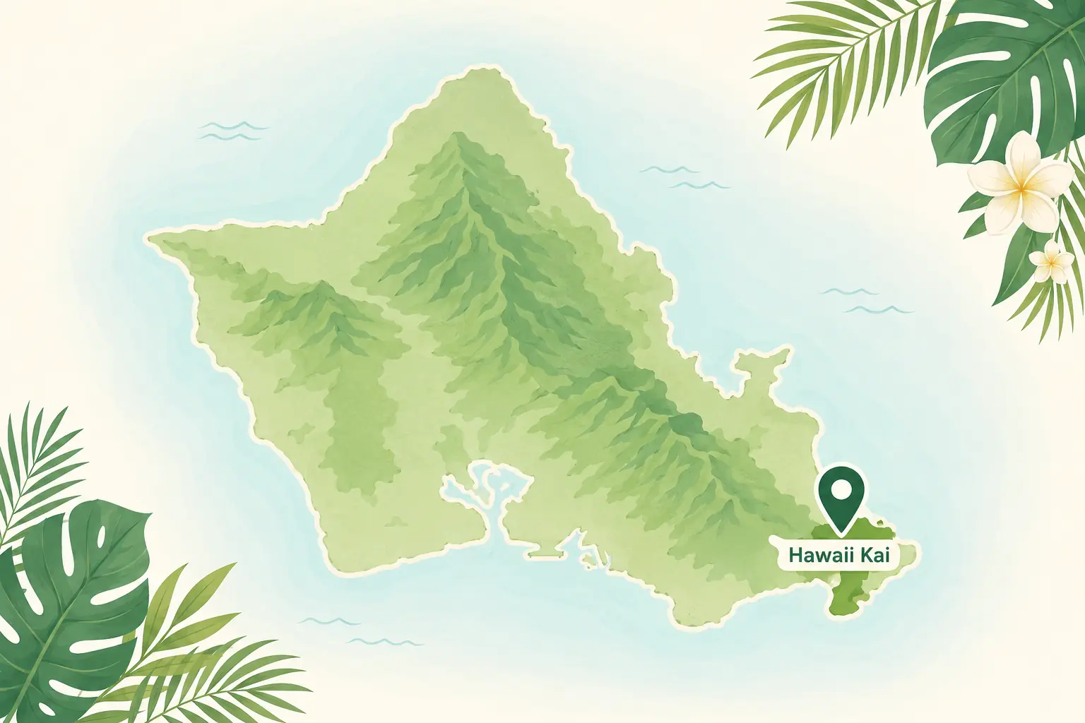 Map of Oahu highlighting Hawaii Kai