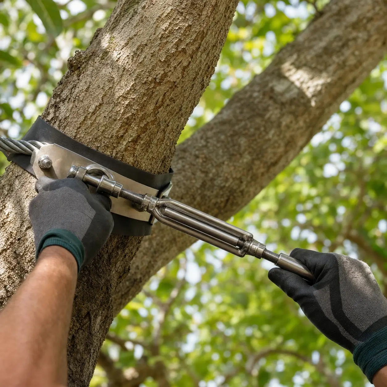 Arborist installing tree cabling in Honolulu